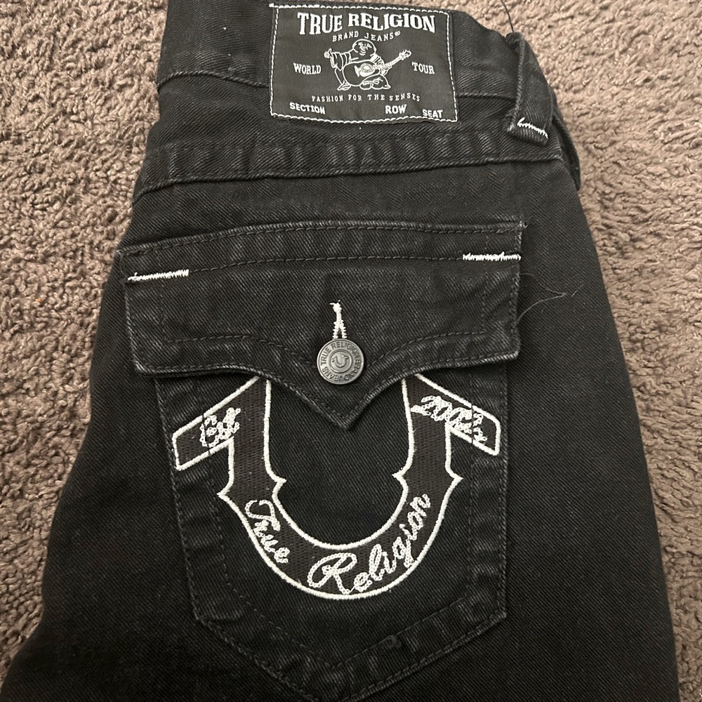True Religion Dark Denim with White Embroidery